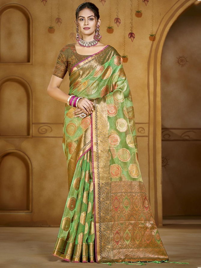 Chandani Vol 3 By Bunawat Organza Wedding Wear Sarees Exporters In India